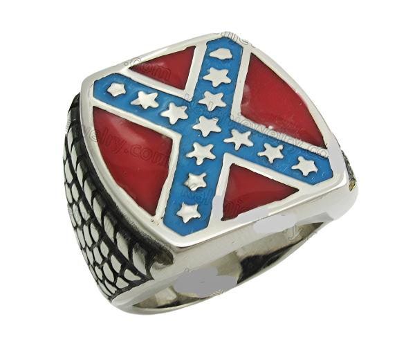 Rebel rounded Square flag Ring