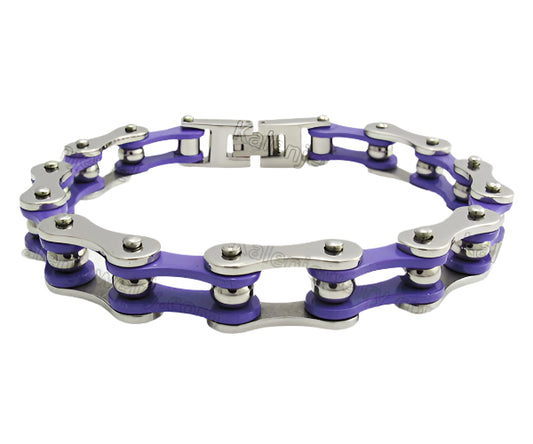 Steel and Purple Chain Bracelet