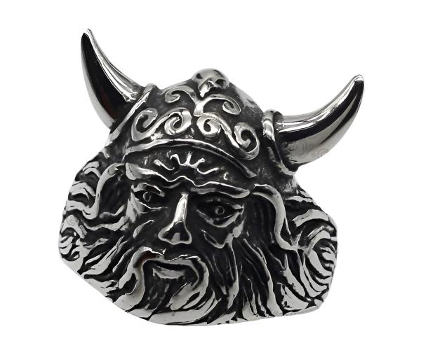 Viking head and Helmet Horns ring