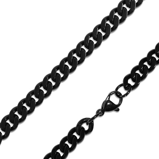Black Curb Chain Necklace 12mm x 24"