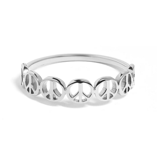 Stainless Steel Peace Sign Ring