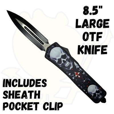 8.5" Large OTF Knife with Skulls