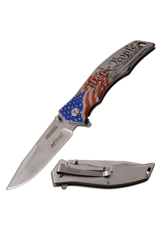 MTech USA - Spring Assisted Knife - we the people - grey