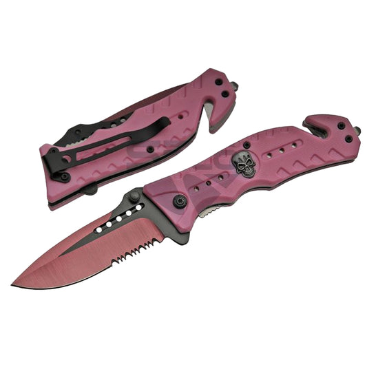 4.5" PINK SKULL TRACKER knife