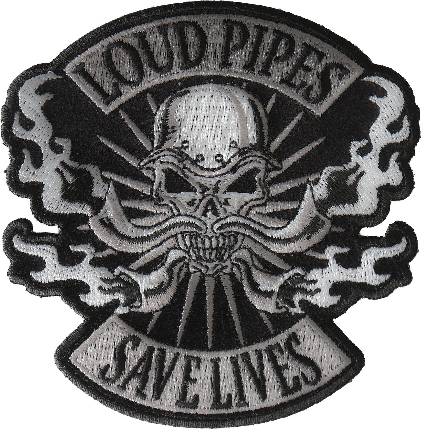 P#3284- Loud pipes save lives skull with flames