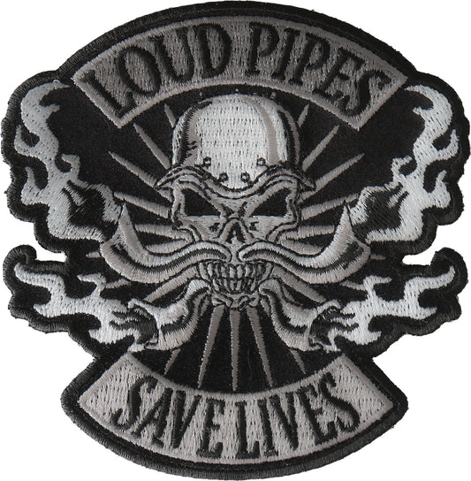 P#3284- Loud pipes save lives skull with flames