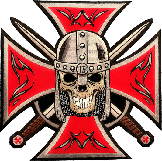 BP#010- Maltese Cross Skull Knight Patch
