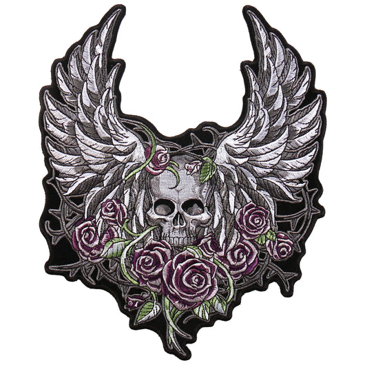 Skull wings and roses Back patch