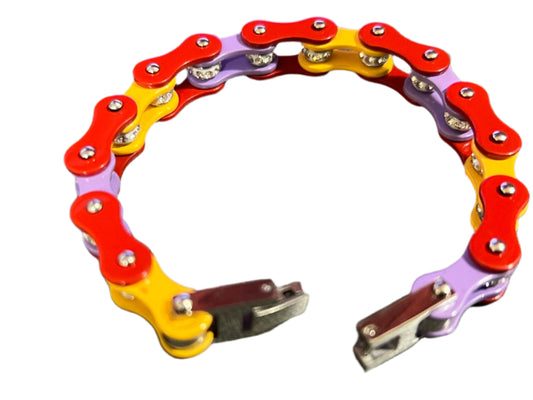 Red, Yellow and lavender Motorcycle Chain with bling