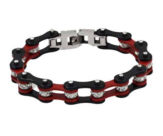 red and black bling chain bracelet