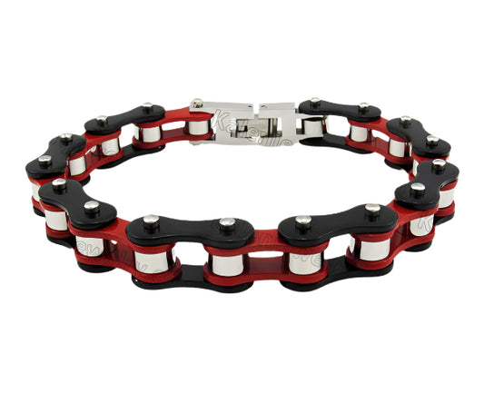 red and black metal chain bracelet