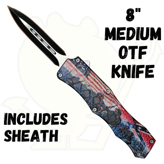 US and Confederate Soldiers 8" OTF Knife
