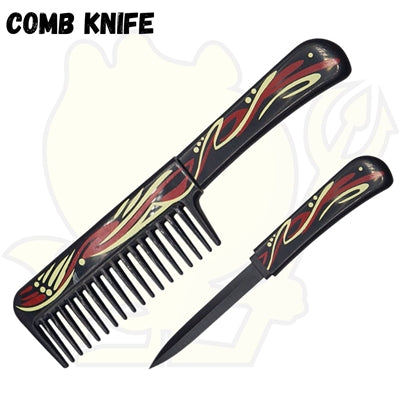 Red Swirls Comb Knife