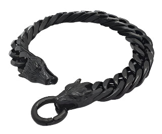Black Wolf head bracelet