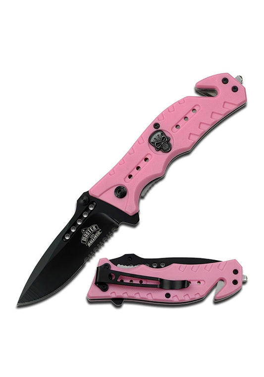 MTech USA - Spring Assisted Knife Pink and skull